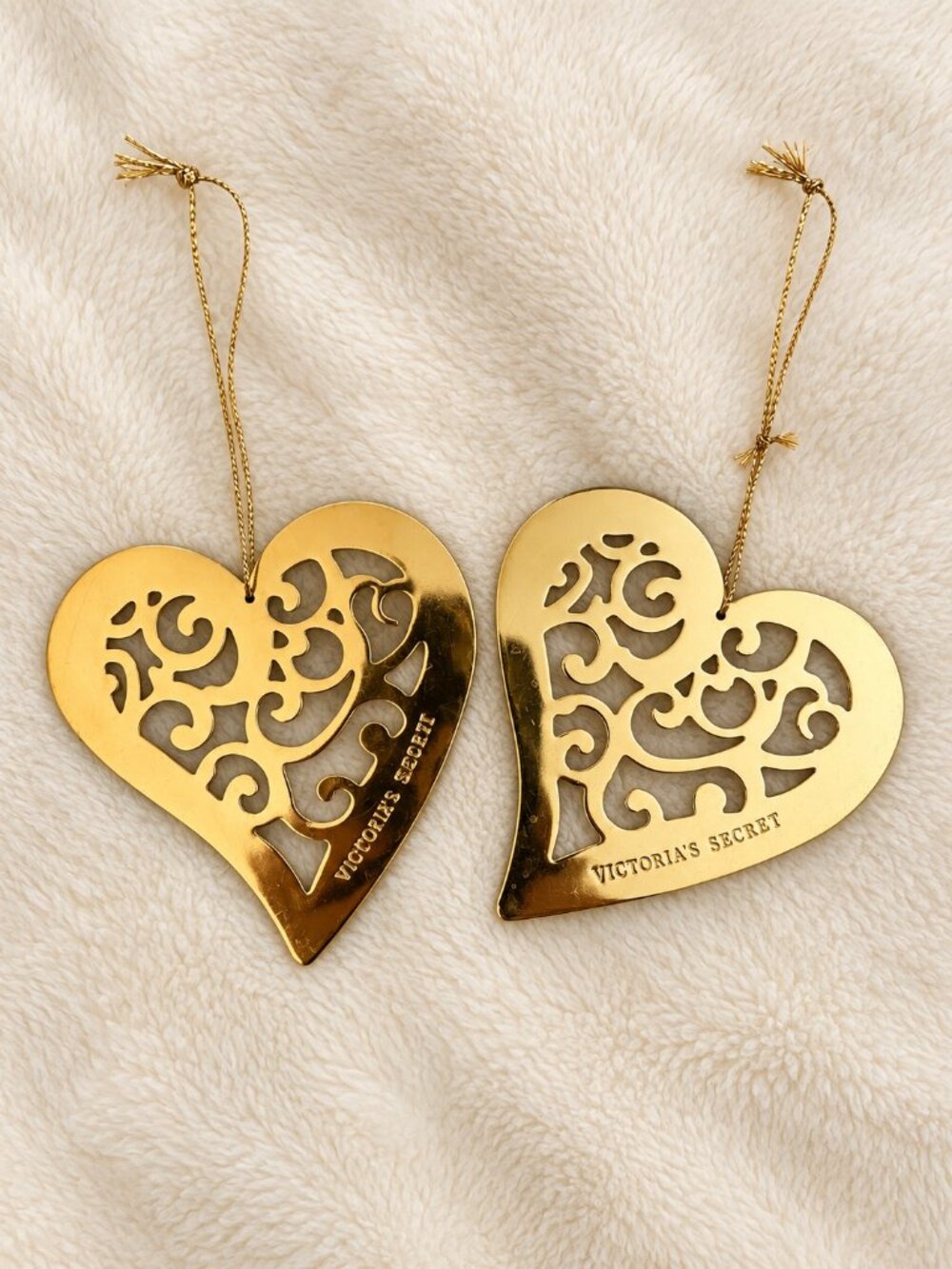Victorias Secret RARE Golden Heart Ornaments